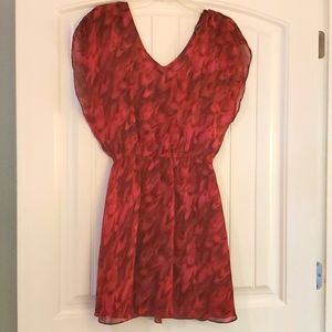 Express pink and burgundy dress